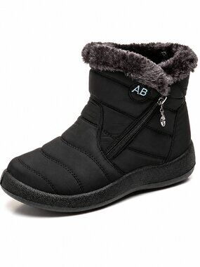 Waterproof Winter Women Shoes Snow Boots Fur-lined Slip On Warm Ankle Size US